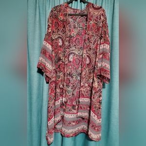 Sheer floral, paisley, & striped kimono.